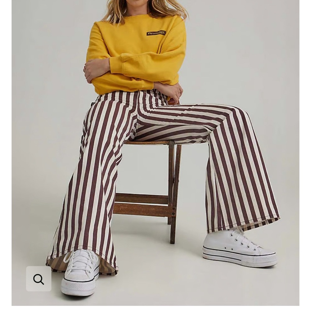 WANDERER HIGH RISE FLARE JEANS - DAHLIA STRIPE